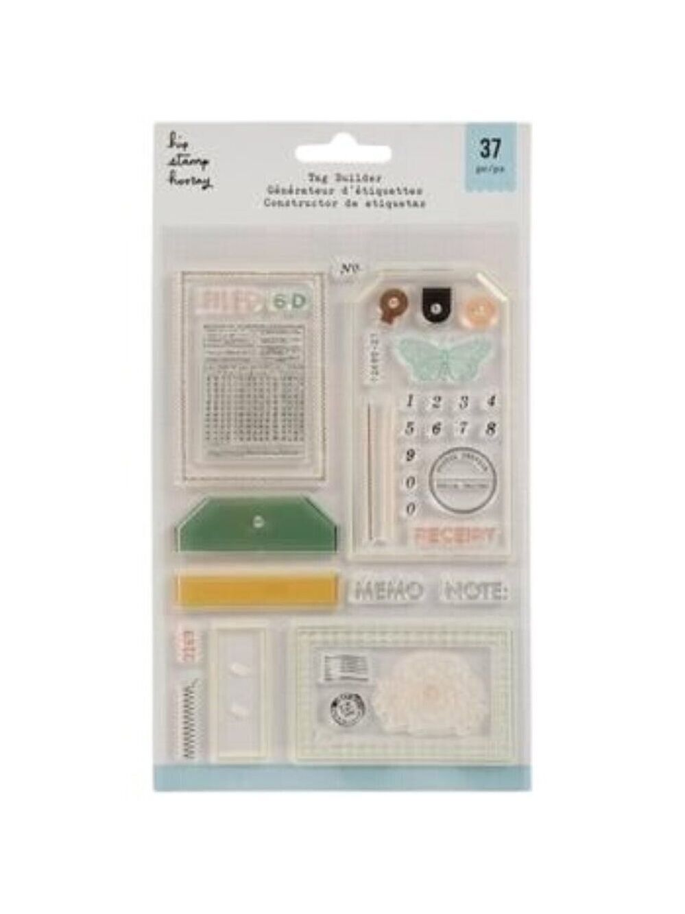 Vintage Tag Builder Clear Stamps 37pc American Crafts Journaling Scrapbooking